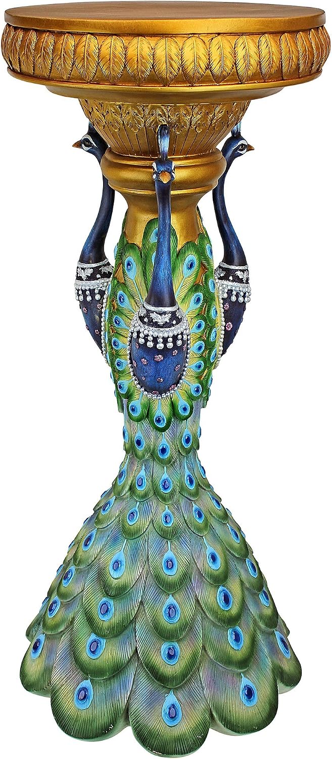 Design Toscano Ruler Peacock Sculptural Pedestal, full color