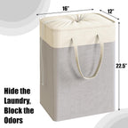 Simple Houseware 75L Collapsible Laundry Hamper, Rectangle Cotton Basket with Drawstring Closure and Handles, Gray