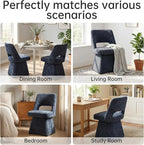 VKNOW Upholstered Swivel Dining Chairs, Modern Dining Room Chairs with Open Back, Chenille Fabric Kitchen Chairs for Dining Room, Living Room, Bedroom, Vanity, Blue(1 Pack)