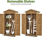 Macrout Outdoor Storage Cabinet, 75 Inches Lockable Wooden Storage Shed with Removable Shelves, Tall Tool Shed with for Yard Patio Lawn, 1165