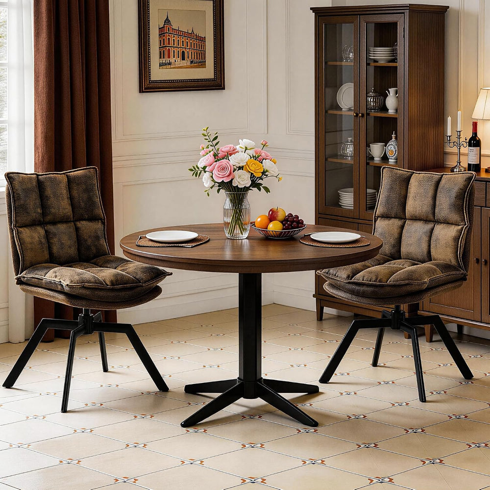 KEEZY Swivel Dining Chairs Set of 2, Mid-Century Modern Chairs with PU Leathe...