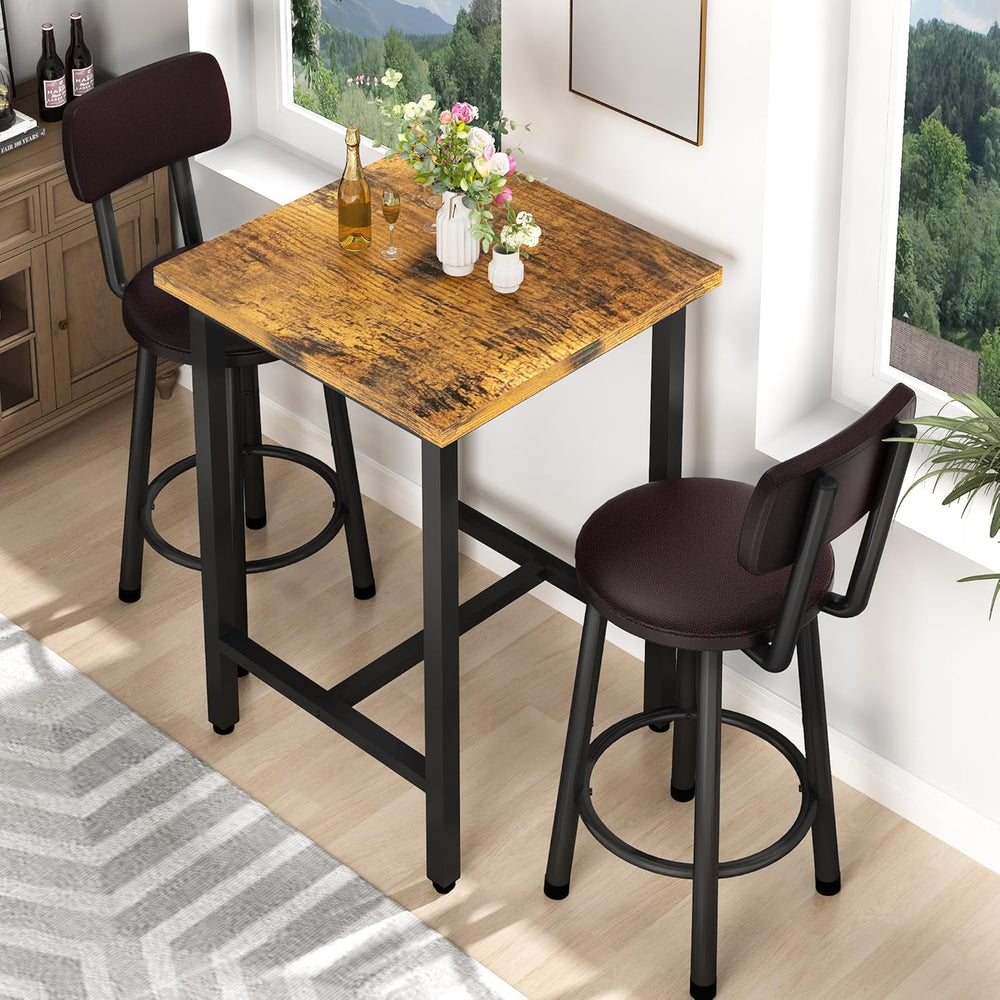 Recaceik 3 Piece Pub Dining Set, Modern bar Table and Stools for 2 Kitchen Co...