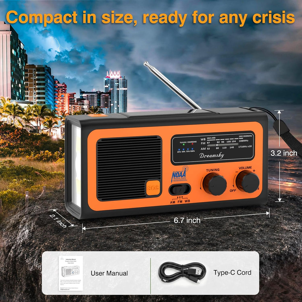 Dreamsky NOAA Emergency Radio Weather Alert with Hand Crank Solar