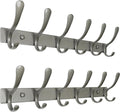 SKOLOO Coat Rack Wall Mounted - 6 Hooks, Pack of 2, Heavy Duty, Stainless Steel, Metal Wall Hanger, Sturdy Coat Hooks for Hanging Coats, Jacket, Clothes, Hat, Matte Grey