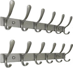 SKOLOO Coat Rack Wall Mounted - 6 Hooks, Pack of 2, Heavy Duty, Stainless Steel, Metal Wall Hanger, Sturdy Coat Hooks for Hanging Coats, Jacket, Clothes, Hat, Matte Grey