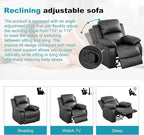 Recliner Sofa Set Couches for Living Room Chair Semi PU Fabric Living Room Furniture Sets, Adjusted Reclining Couch Furniture Sofa Set for Theater Seating, Black