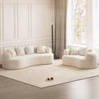 ONEMMLION 107" Modern Curved Sofas for Living Room, Cream White | Chenille Oversized Plush 4-Seater Boucle Cloud Couch with Extra-Deep Seating for Small Spaces, Apartment
