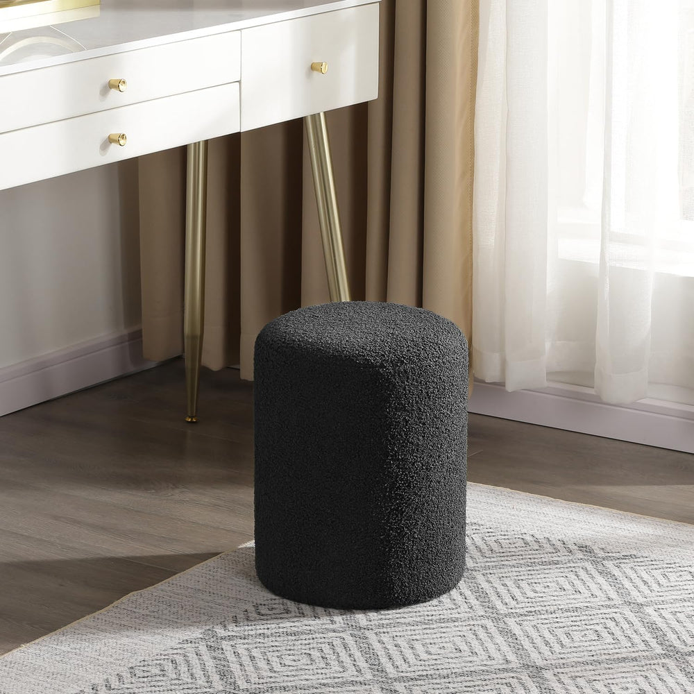 Joveco Round Ottoman Footrest, Upholstered Vanity Stool for Makeup Living Roo...