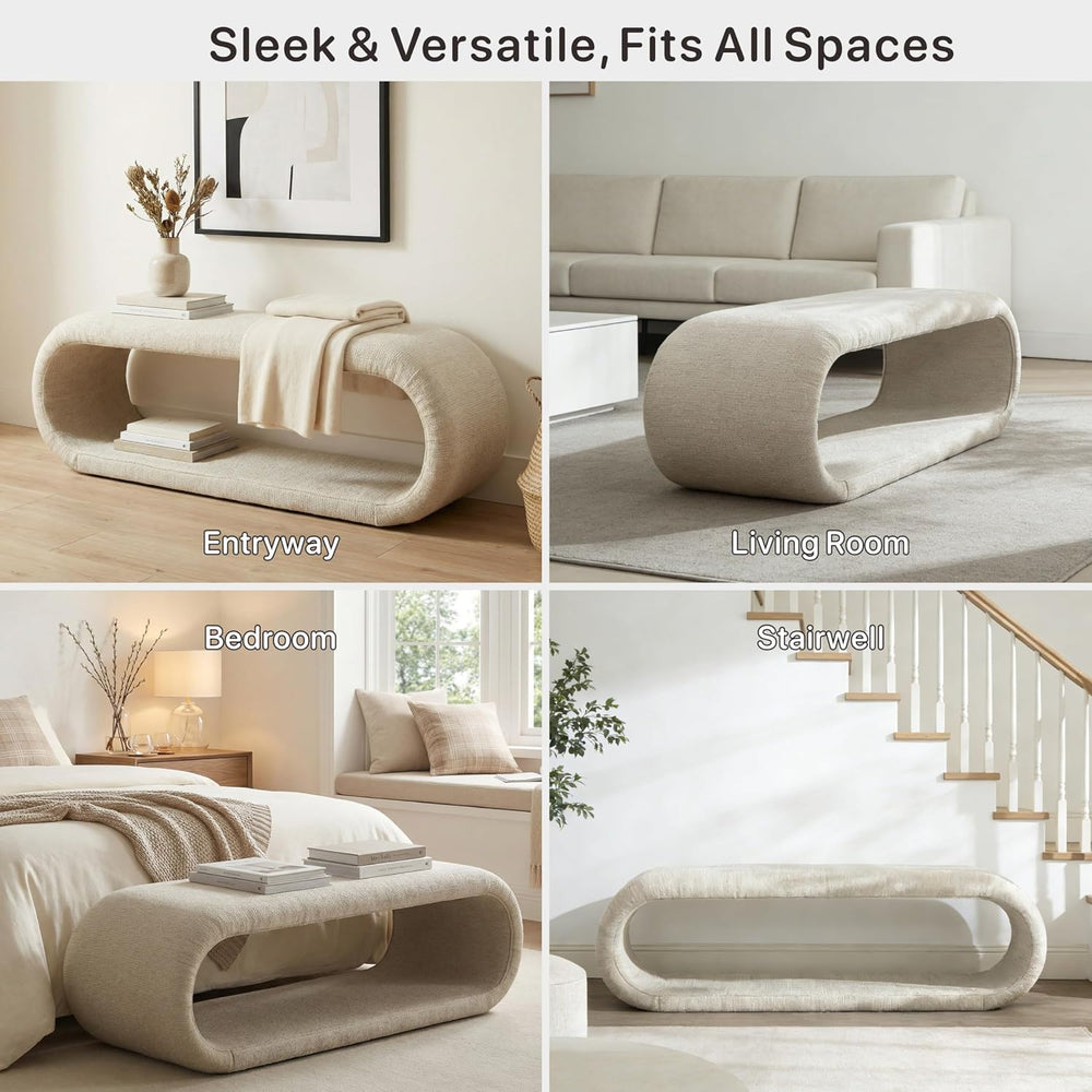 Chifee & Vingol 52" W Modern Living Room Bench Upholstered Entryway ...