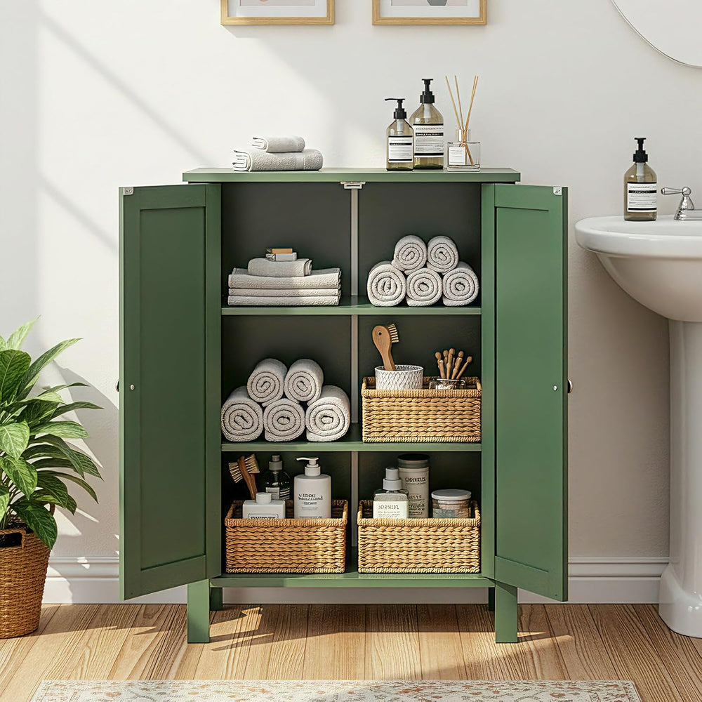 Bonnlo Free Standing Bathroom Cabinet, Sage Green Accent Storage Cabinet with...