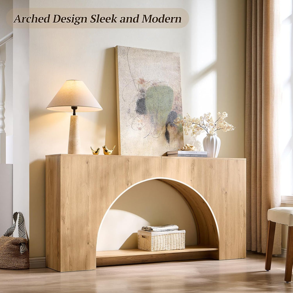 IFGET 63" Arched Console Table, 2-Tier Modern Entryway Table with Arched...