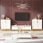 Tribesigns Modern Sideboards, Buffet Cabinet with 4 Doors and Adjustable Shelves (White)