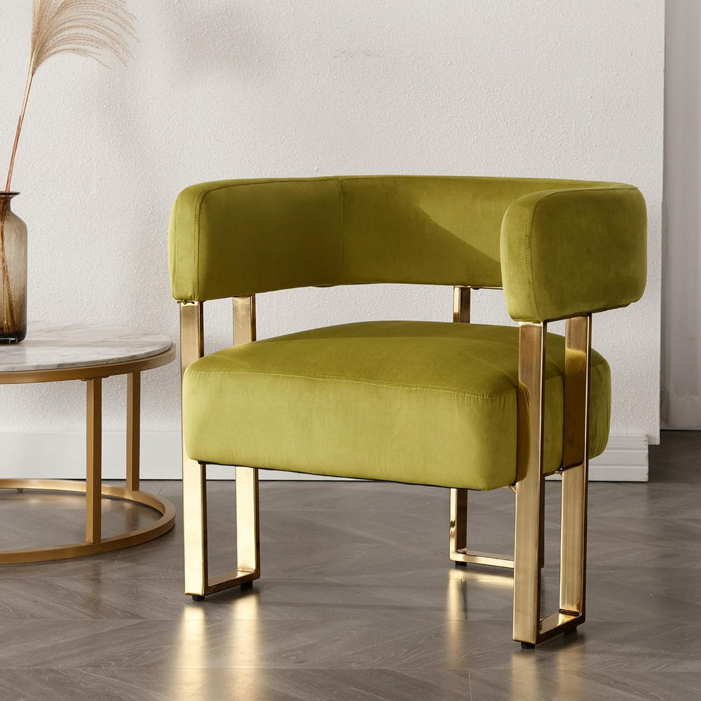Modern Barrel Accent Chair, Living Room Side Chair with Golden Metal Legs, So...