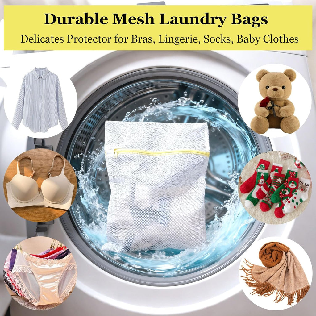 Mesh Laundry Bags for Washing Machine - 10 Pack (12x16 Inch), Double-layer Delicates Wash Protector for Lingerie Clothes