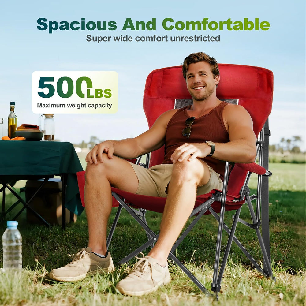 ALPHA CAMP Oversized Folding Camping Chairs for Adults High Backrest Heavy Du...