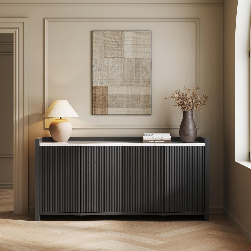 BELLEZE 66 Inch Sideboard Buffet Cabinet, Accent Modern Credenza Storage with...