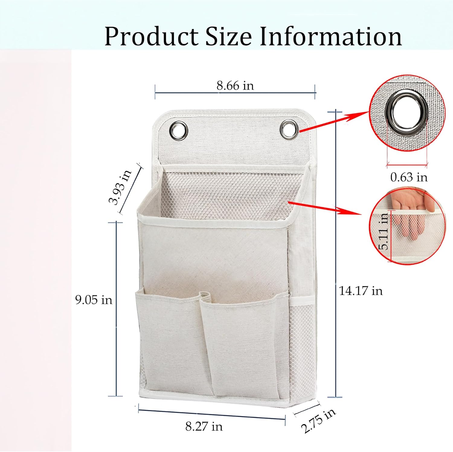 Hanging Basket for Organizing, Wall Organizer with Pockets and Over The Door Organizer，Can for Home, Closet, Office and Camper (4 White)