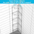5 Tier Floor Standing Corner Shower Caddy Organizer Shelf with Hooks, Bathroom Shelves Stand Rack, Gray