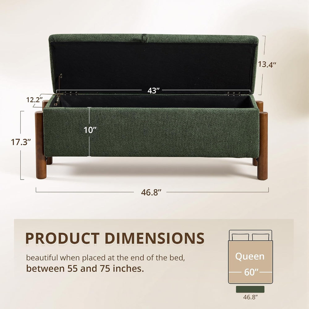 47'' Modern Storage Ottoman Benches with Walnut Wood Legs Ottoman Ben...