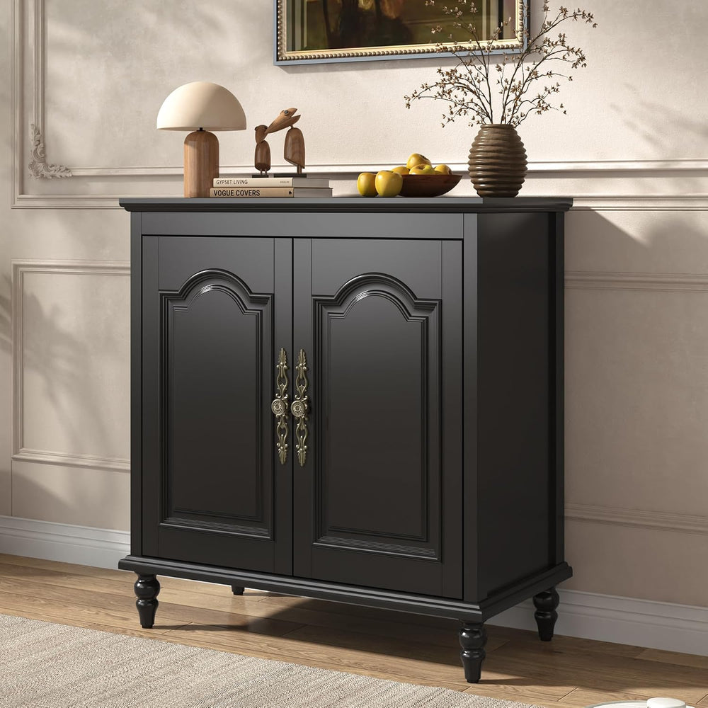 32" Black Buffet Cabinet with Storage, Farmhouse Sideboard Cabinet