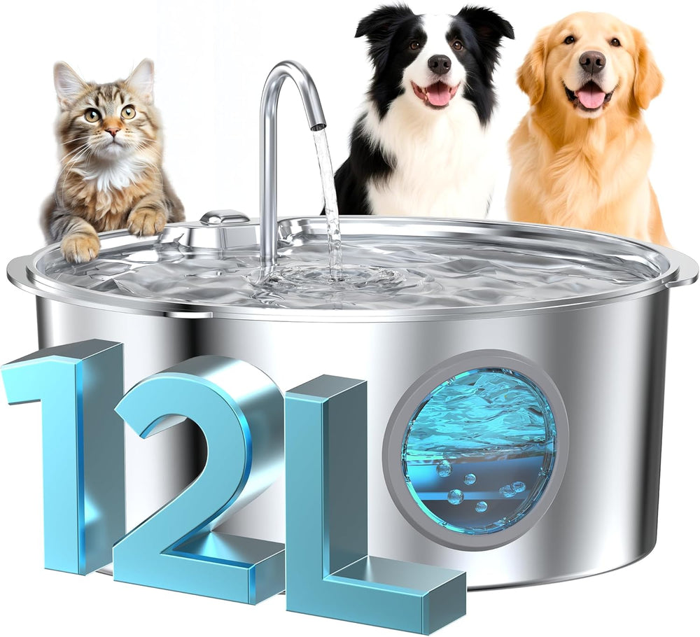 Dog Water Fountain for Large Dogs: Stainless Steel Dog Fountain Water Bowl