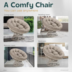 Bme 40" Ergonomic Wicker Papasan Chair