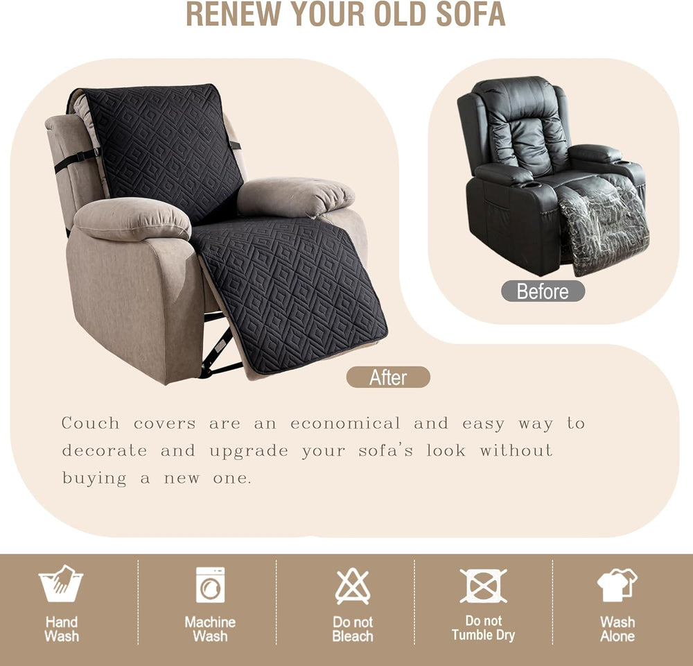 Genina Waterproof Recliner Chair Cover, Non-Slip Washable, 23.6"