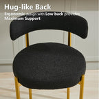 Boucle Dining Chairs Set of 2, Mid Century Modern Dining Room Chairs with Barrel Backrest, Upholstered Black Kitchen Chairs for Dining Room, Restaurant, Gold Metal Frame