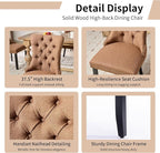 Modern Dining Chairs Set of 4, Tufted Upholstered Dining Chairs with Solid Wood Legs, Brown Linen Fabric Kitchen Chair, Sillas de Comedor, Comfy Kitchen Chair (Brown, Linen, 4Pcs)