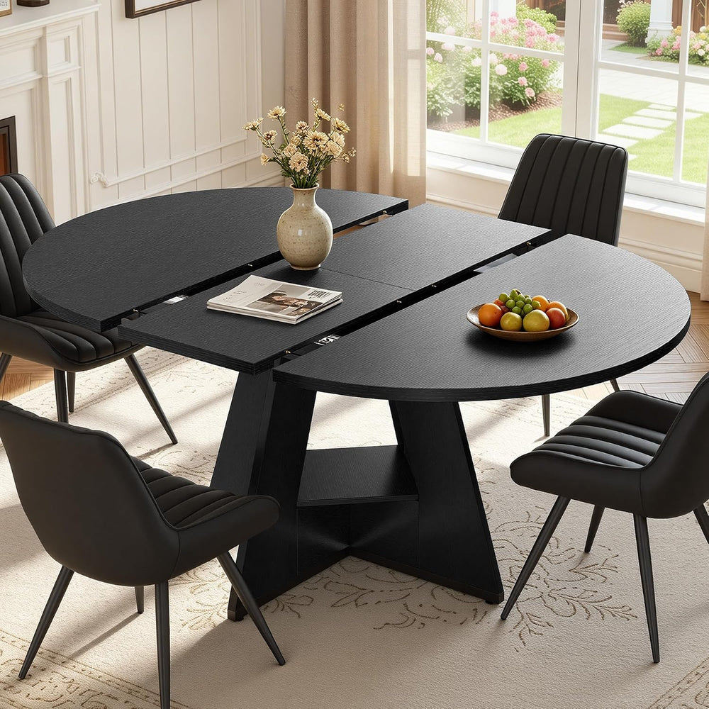 Miereirl Extendable Dining Table Set for 4-6, 47.24"-63" Round to O...