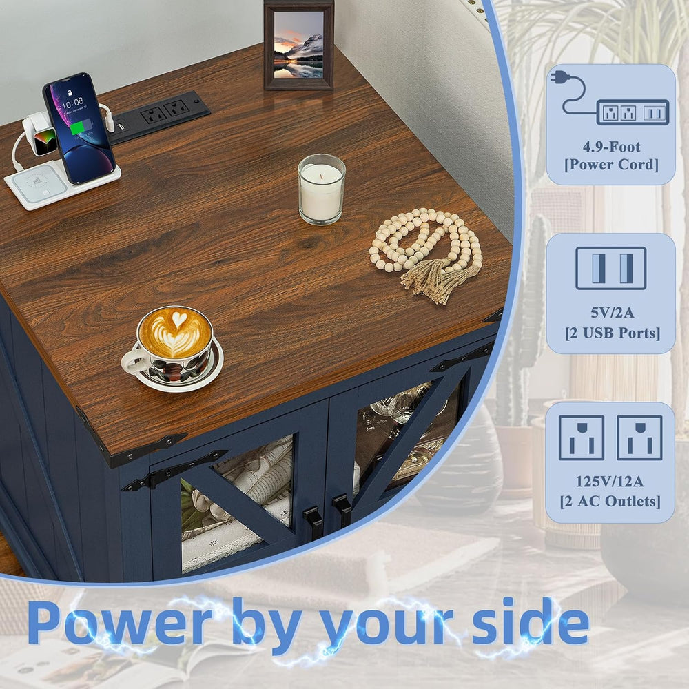 Joaxswe Farmhouse Coffee Table Set 3, End Table and Coffee Table | Blue 24...