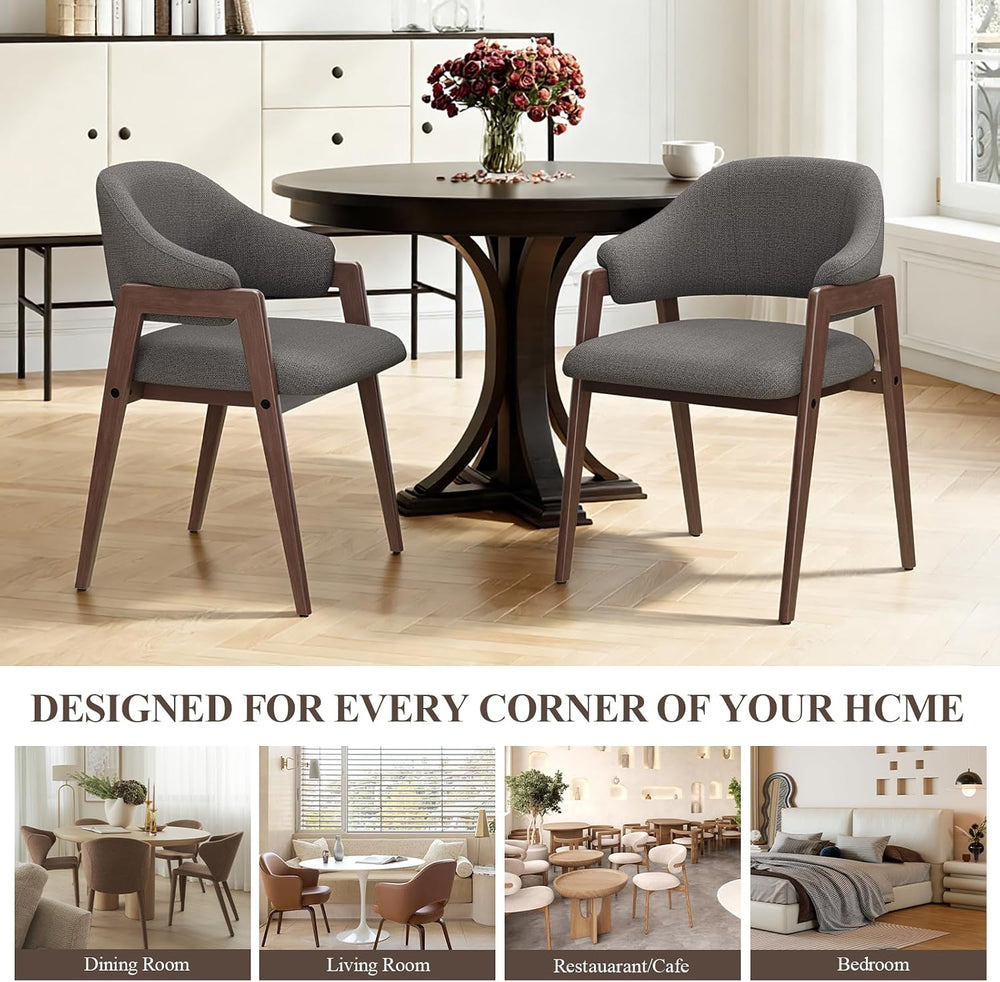 MALOL Wooden Dining Chairs Set of 4, Modern Fabric Upholstered Dining Room Ch...