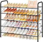 Hoctieon 5 Tier Mesh Style Shoe Rack, Entryway Shoe Shelf, Shoe Storage Organizer, Shoe Rack for Closet, Space Save for Bathroom, Garage, Hallway, Bedroom, Living Room, Black