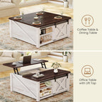 SEDETA 31.5" Lift Top Coffee Table with Storage, Square Coffee Tables for Living Room, Farmhouse Coffee Table with Large Hidden Storage Compartment and Adjustable Shelves, Vintage White