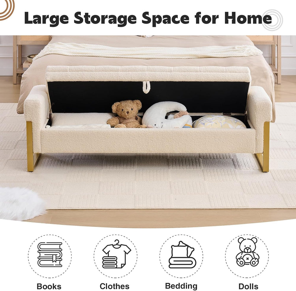 67" End of Bed Storage Bench King Size, Bench for Bedroom Foot of Bed, U...