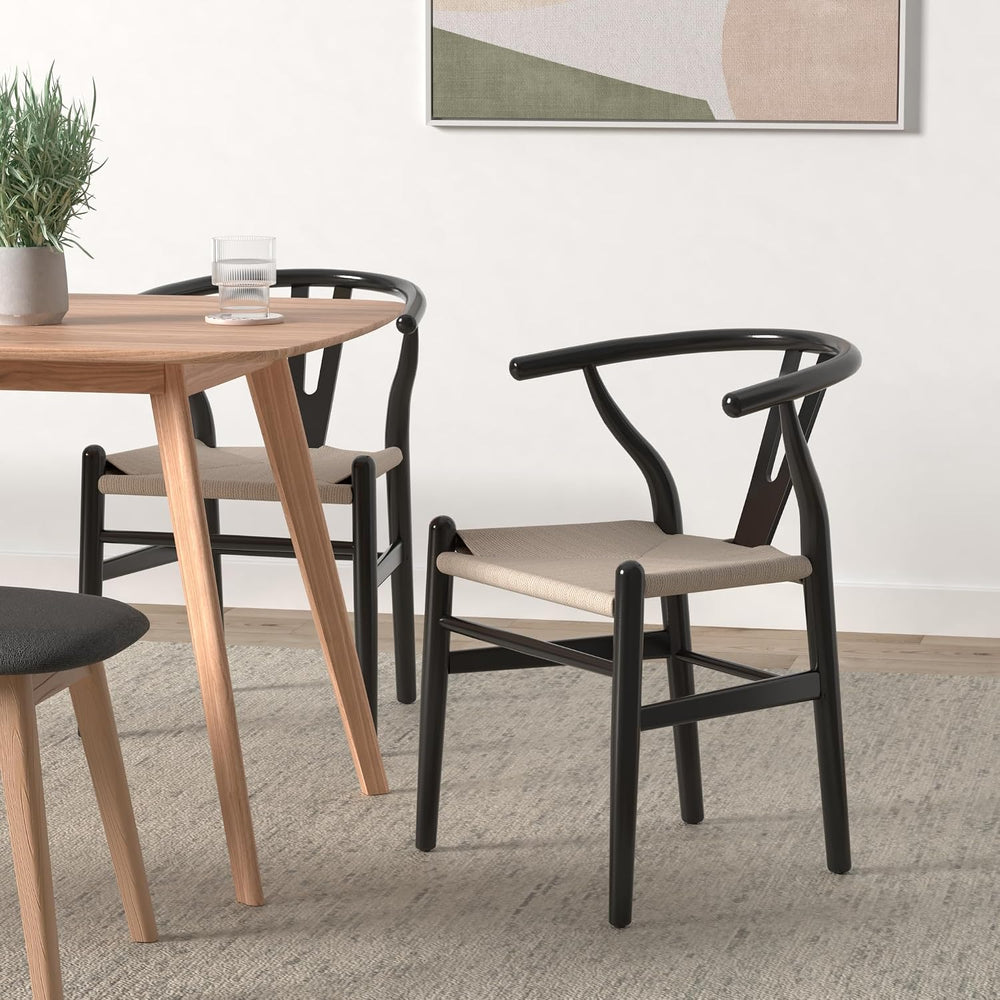 Poly & BARK Weave Dining Chairs – Mid-Century Modern Wishbone Dining Chai...