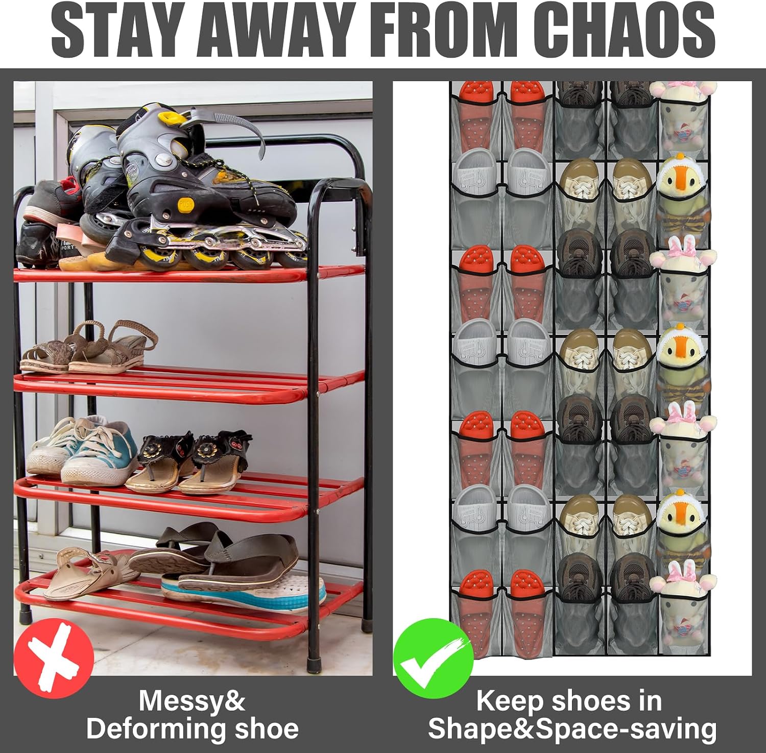 Windyun 2 Pcs 70 Large over The Door Shoe Organizer Hanging Shoe Rack for Closet Holder Gray Mesh Pockets Back to School Behind Door Hanger Storage Nonslip for Home Room School Dorm, Each 35 Pockets