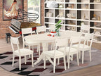 East West Furniture VAAD9-LWH-LC 9 Piece Kitchen Table & Chairs Set Includes an Oval Dining Room Table with Butterfly Leaf and 8 Faux Leather Upholstered Chairs, 40x76 Inch, Linen White