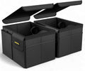 MIKKUPPA Car Trunk Organizer - 35L Collapsible Trunk Organizer with Lid, Sturdy Car Storage for SUV Auto Truck Van (Black, 2Pack)