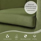 Yaheetech Velvet Accent Chair, Modern and Comfortable Armchairs, Upholstered Barrel Sofa Chair for Living Room Bedroom Waiting Room, Olive Green