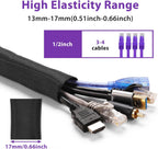 16.4ft 1/2inch Cord Cover, YCLYC Cord Protectors from Pets no Chew, Flexible Cord Covers for Pets, Easy Cable Management Sleeve, Wire Covers for Cords, Wire Protector for Pets, Audio, Computer