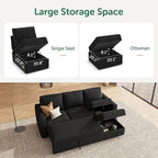 HONBAY Modular Sectional Sleeper Sofa with Pull Out Bed, L Shaped Couch with Storage Seat, Modular Sectional Couches for Living Room - Black