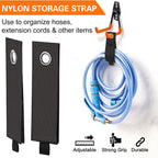 Heavy Duty Garage Hooks 4 Pack, 7.7 inch U Shaped Long Hanger, with 2 Extension Cord Holder Organizer, Wall Mounted Storage System, for Power and Garden Tool Hanging， Ladders, Bikes, Hose