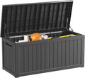 270 Gallon Outdoor Storage Box Waterproof Lockable Resin Deck Box Large, Patio Storage Bin for Pool Accessories Cushion Furniture, Garden Tools, UV-Resistant Outside Delivery Black