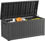 270 Gallon Outdoor Storage Box Waterproof Lockable Resin Deck Box Large, Patio Storage Bin for Pool Accessories Cushion Furniture, Garden Tools, UV-Resistant Outside Delivery Black