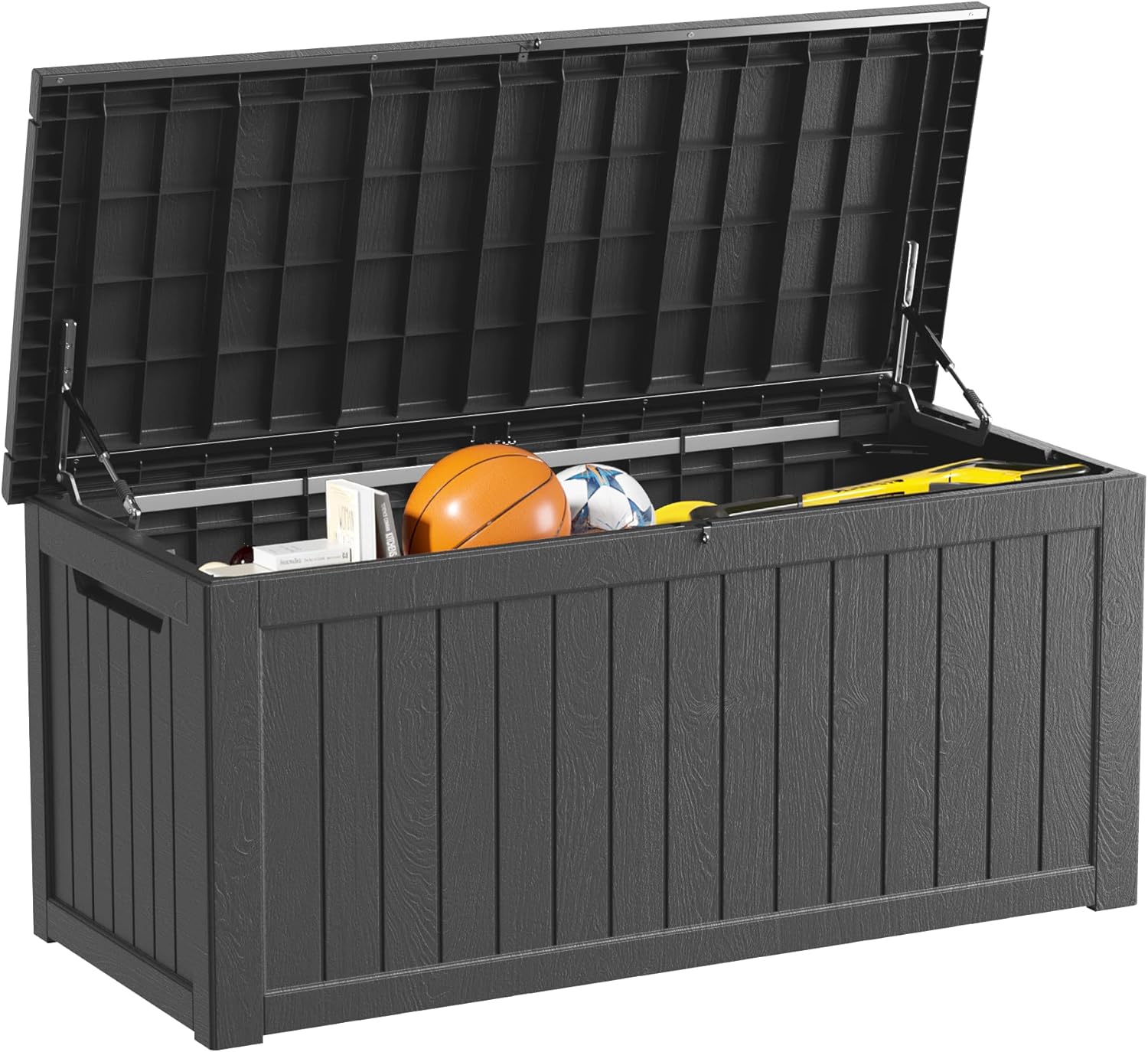 270 Gallon Outdoor Storage Box Waterproof Lockable Resin Deck Box Large, Patio Storage Bin for Pool Accessories Cushion Furniture, Garden Tools, UV-Resistant Outside Delivery Black
