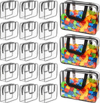 18 Packs Large Toy Storage Bags with Labels, Waterproof Clear Pvc Storage Bags for Toys, Travel Organizer Bags with Zipper Closure for Puzzles, Building Blocks, Kids' Books