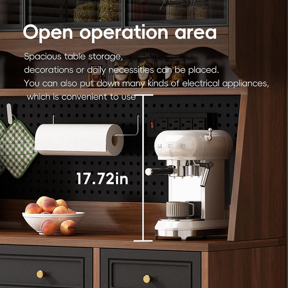 63'' Kitchen Pantry Cabinet with Power Outlet,Large Kitchen Hutch Cab...