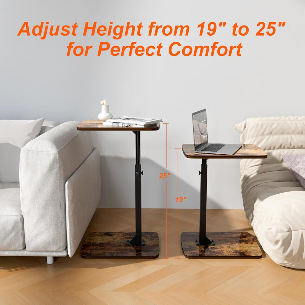 TV Tray Table for Small Spaces with 360° Swivel Tabletop & Height Adjusta...
