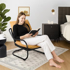 Peace nest Comfy Accent Chair Modern Living Room Bedroom Armchair with Mental Frame Comfortable Shredded Foam Cushion for Balcony Lounge Reading Meeting Room Yellow